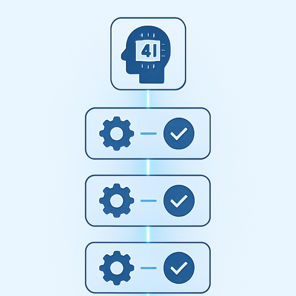 A conceptual illustration of an AI agent executing tasks along an automated schedule