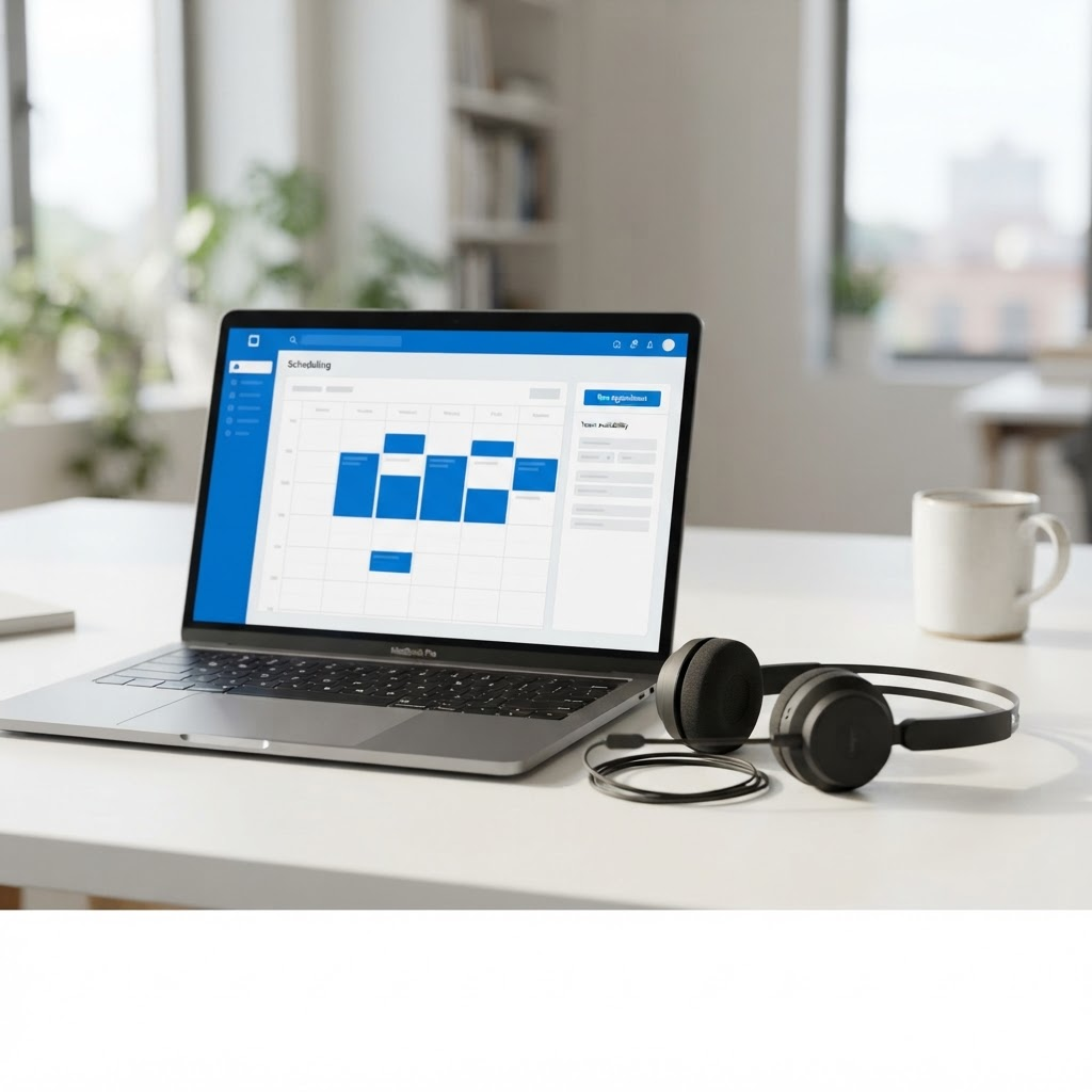 An AI receptionist orb connected to calendar, CRM, memory, and phone systems during a live call