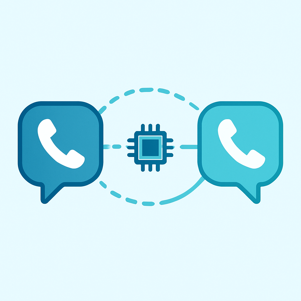 A dropped phone call reconnecting seamlessly with a memory chip preserving continuity between the two calls