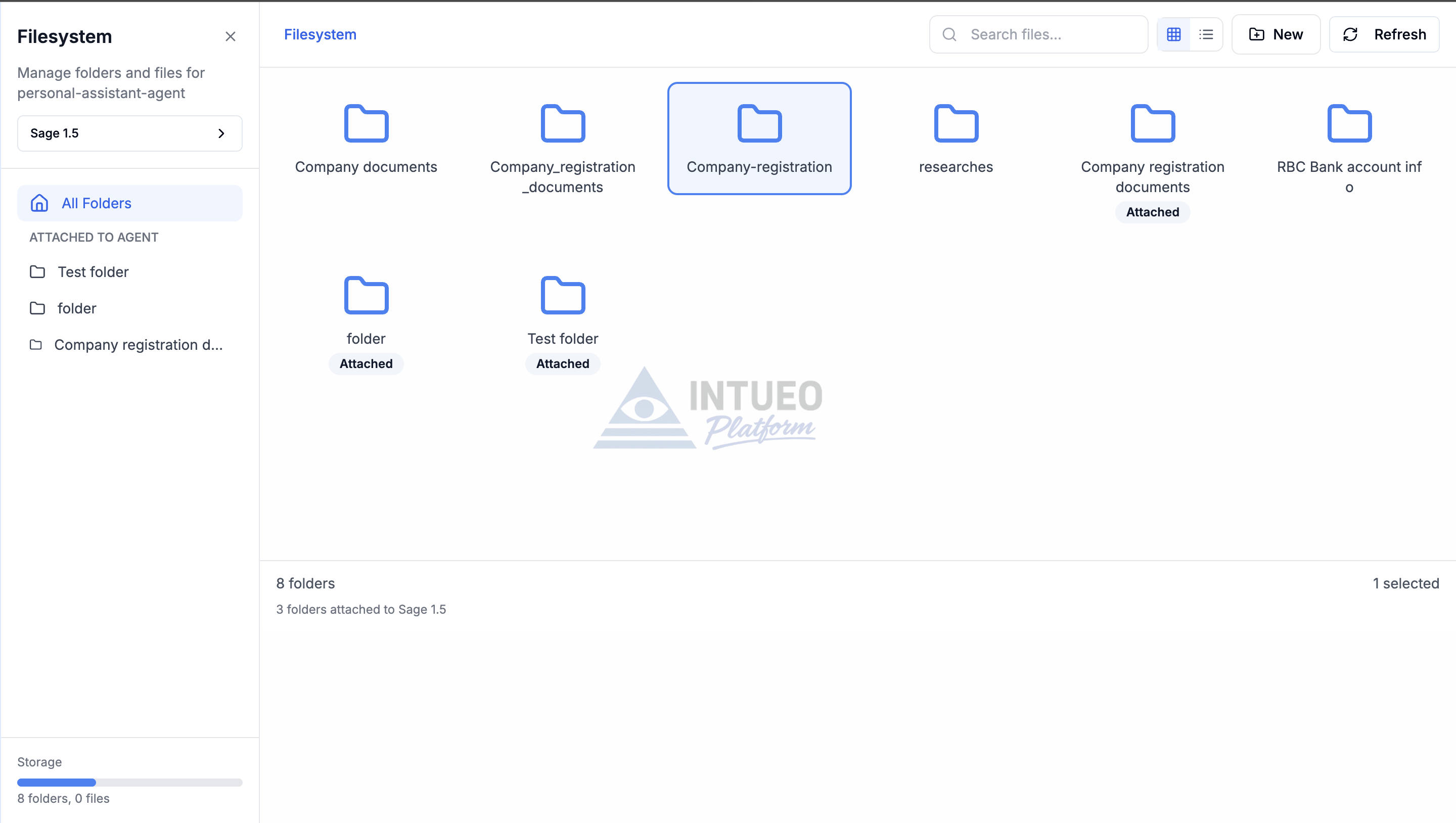 Sage Filesystem showing all folders view with attached folders