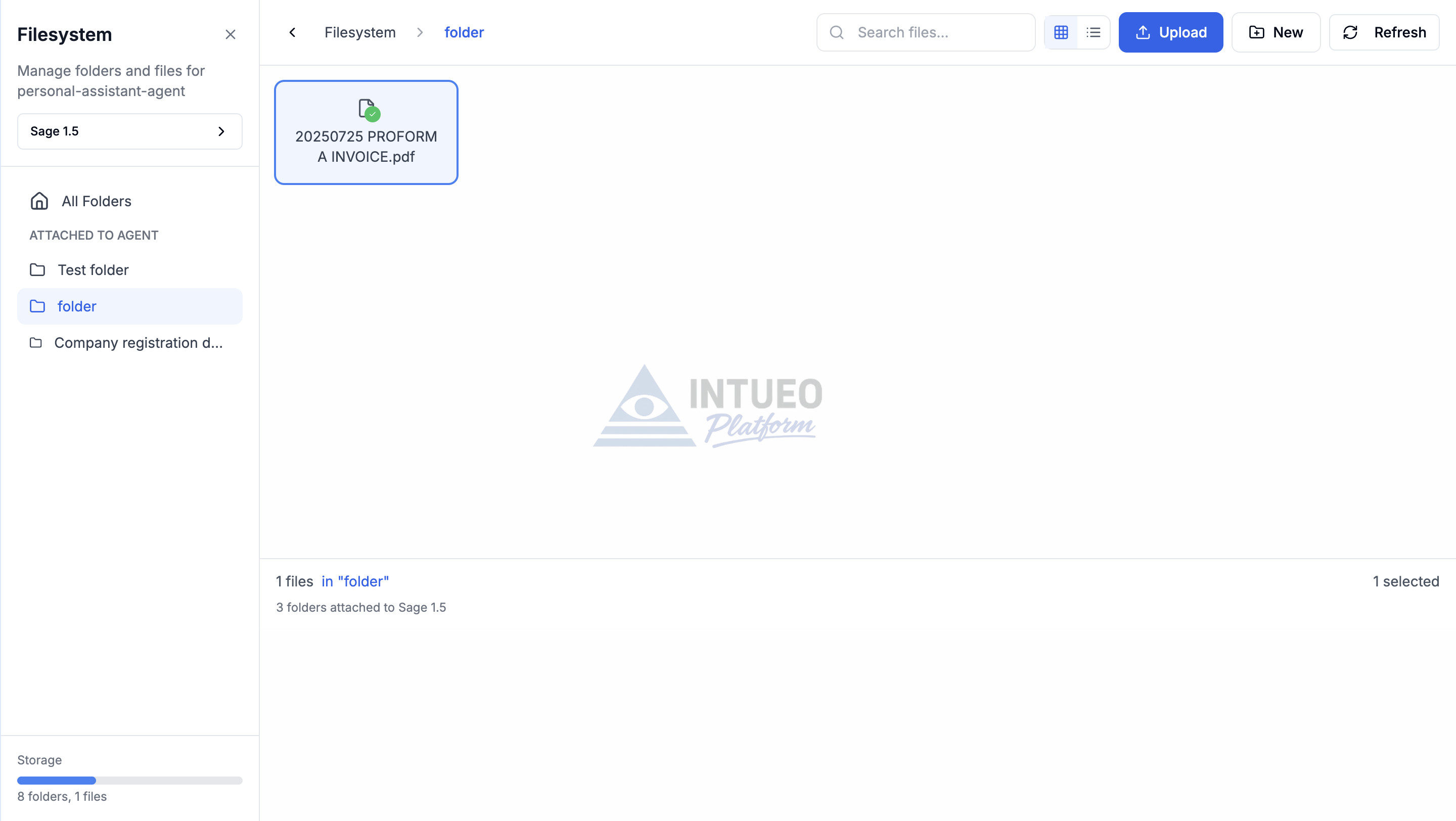 Sage Filesystem showing folder contents with file preview